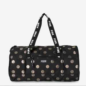 Victoria Secret Pink Gold Polka Dot Duffel Bag